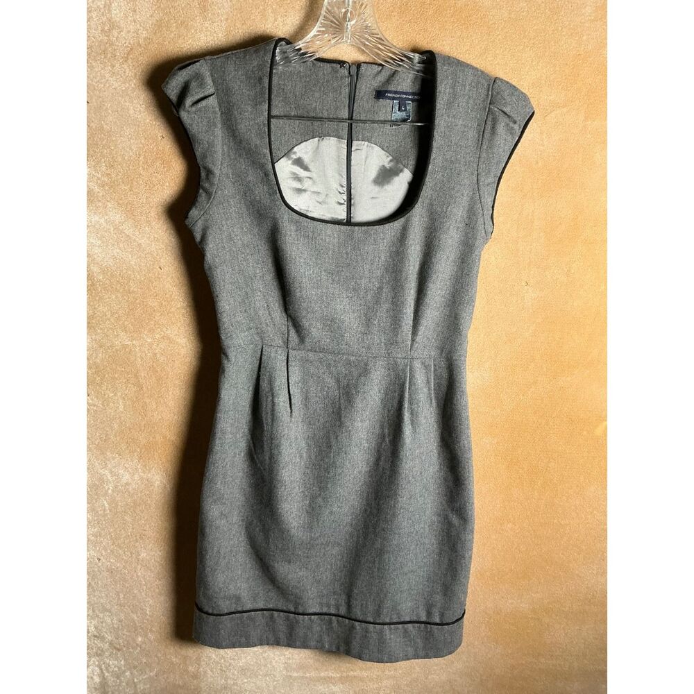 French Connection‎ Grey Wool Blend Cap Sleeve Sheath Dress Size 4